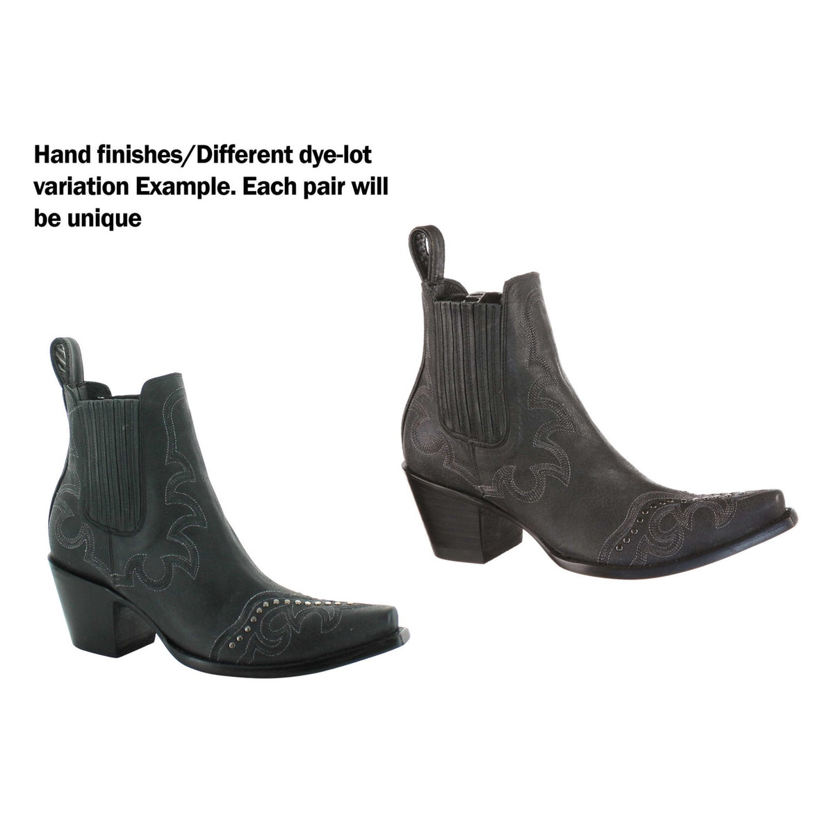 Women's Studded Embroidered Cowgirl Booties - Metallic Black - view 6