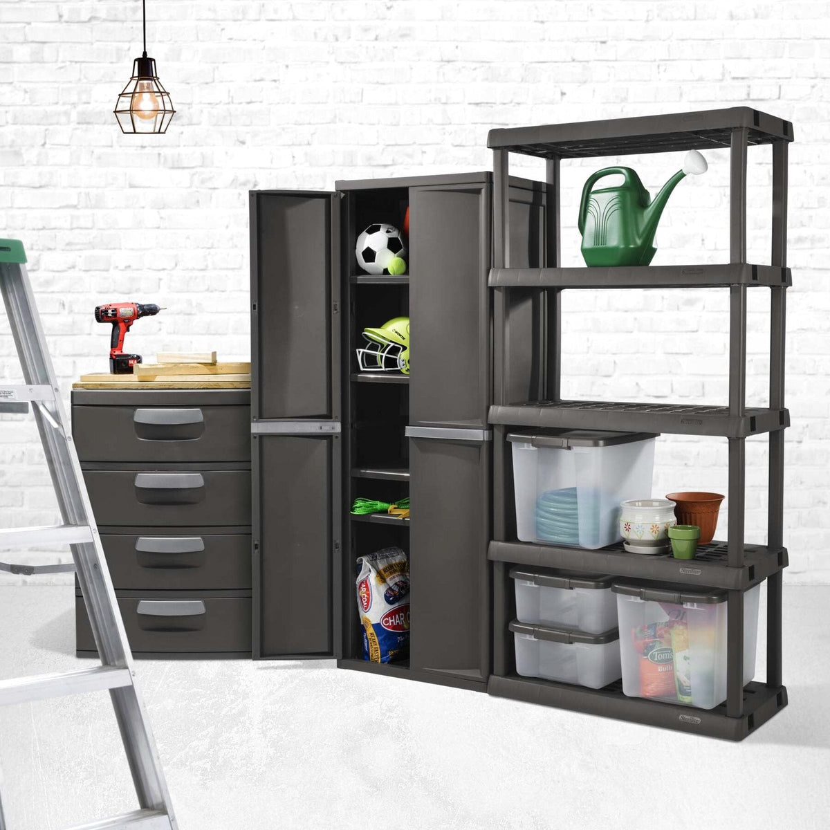 Sterilite Heavy-Duty 4 Drawer Plastic Storage Unit, Flat Gray
