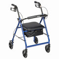 Drive Medical 4-Wheel Rollator Walker With Padded Seat, Backrest And 6-Inch Wheels - Blue