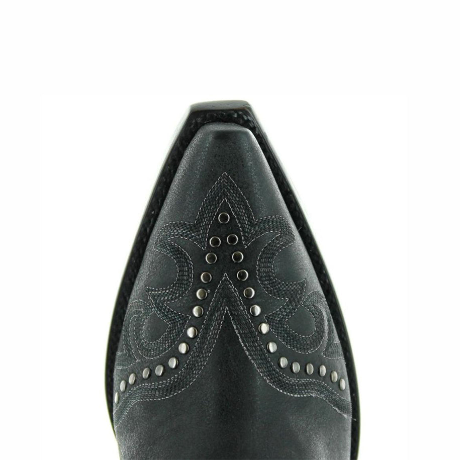 Women's Studded Embroidered Cowgirl Booties - Metallic Black - view 5