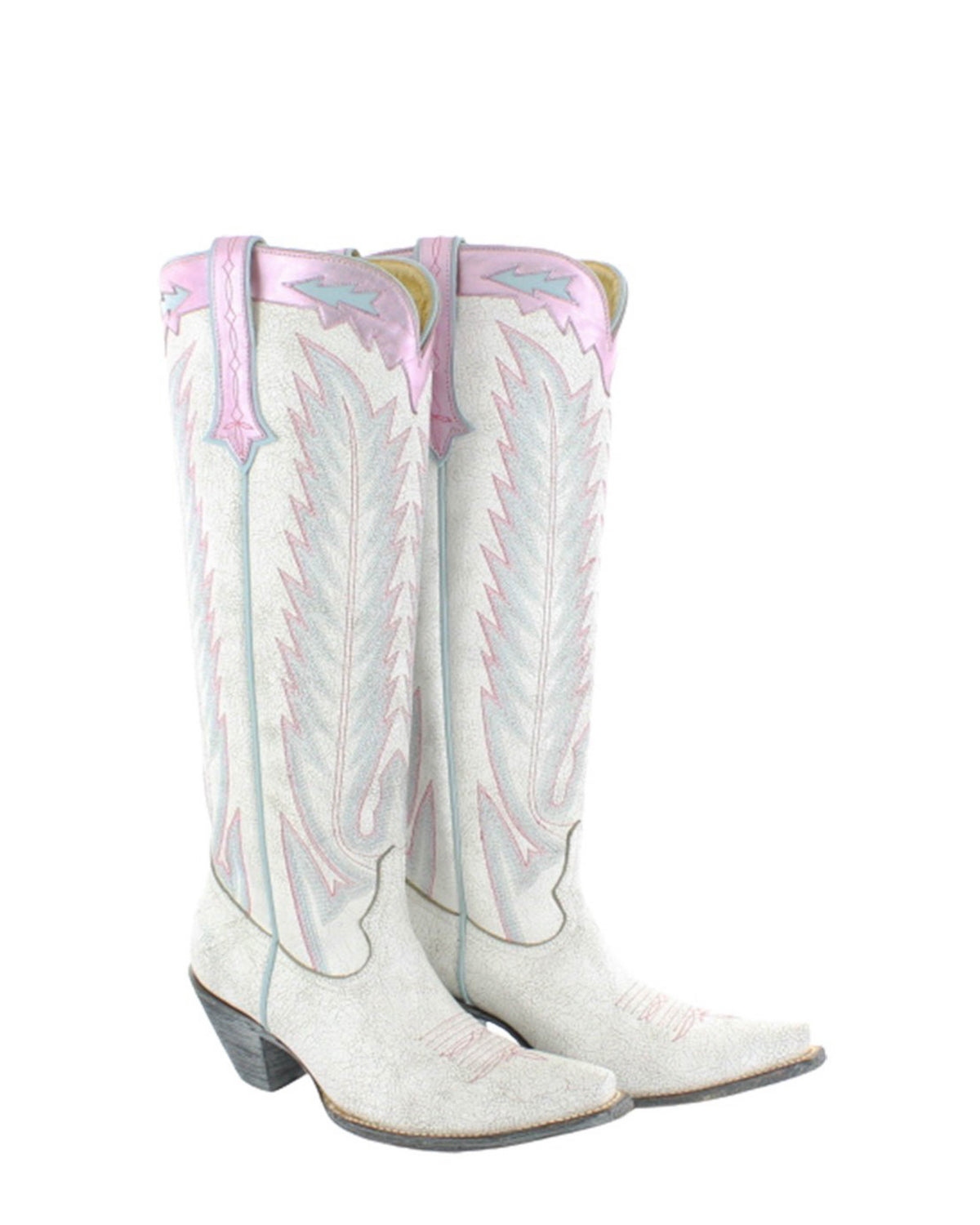 Women's Embroidered Tall Cowgirl Boots - Taupe/Pink